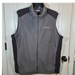 Columbia Men’s 2XLT Gray Fleece Vest Full Zip Two Pockets Mock Collar